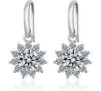 JUCACE Orecchini a Lobo, Goccia, Moissanite da 0,5 ct Orecchini Pendenti con Girasole Placcato Platino in Argento 925 B4688