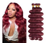 Jucames 24 26 28 pollici di capelli umani ondulati del corpo #99j rosso vino doppia trama vergine non trattati fasci di capelli umani tessere 3 fasci totale 150 g colore rosso bordeaux per le donne