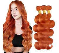 Jucames 26 28 76 pollici corpo onda #350 arancione zenzero fasci di capelli umani vergini doppia trama estensioni di capelli umani non trattati tessitura 1 fascio 50g totale 150g colore rame rosso