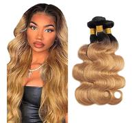 Jucames Extension Capelli Veri Umani Body Wave Human Hair Bundles Tessitura Unprocessed Remy Double Weft Extensions 100g/Per Ombre Black to Blonde Color for Woman 20 22 24 Inch