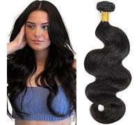 Jucames Extension Capelli Veri Umani Body Wave Human Hair Bundles Tessitura Unprocessed Remy Double Weft Single Extensions 100g Natural Black Color for Woman 16 Inch