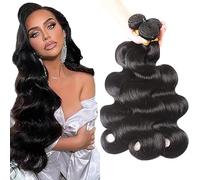 Jucames Extension Capelli Veri Umani Body Wave Human Hair Bundles Tessitura Unprocessed Remy Double Weft Extensions 100g/Per Natural Black Color for Woman 12 14 16 Inch