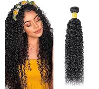 Jucames Extension Capelli Veri Umani Curly Wave Human Hair Bundles Tessitura Unprocessed Remy Double Weft Extensions Colore Natural Black for Woman 20 Inch
