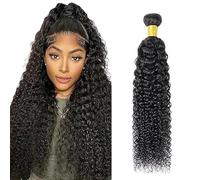 Jucames Extension Capelli Veri Umani Curly Wave Human Hair Bundles Tessitura Unprocessed Remy Double Weft Single Extensions 100g Natural Black Color for Woman 34 Inch