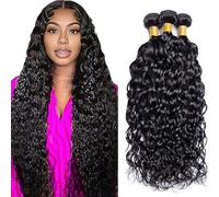 Jucames Extension Capelli Veri Umani Deep Wave Human Hair Bundles Tessitura Unprocessed Remy Double Weft Single Extensions 100g Natural Black Color for Woman 24 Inch
