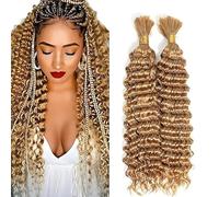Jucames Extension Capelli Veri Umani Deep Wave Human Hair for Braiding Tessitura Unprocessed Remy No Weft Extensions Colore Honey Blonde for Woman 22 22 Inch