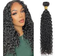 Jucames Extension Capelli Veri Umani Water Wave Human Hair Bundles Tessitura Unprocessed Remy Double Weft Extensions Colore Natural Black for Woman 16 Inch