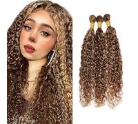 Jucames Extension Capelli Veri Umani Water Wave Human Hair Bundles Tessitura Unprocessed Remy Double Weft Extensions Colore Highlight Blonde for Woman 22 24 26 Inch