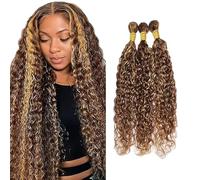 Jucames Extension Capelli Veri Umani Water Wave Human Hair Bundles Tessitura Unprocessed Remy Double Weft Extensions Colore Highlight Blonde for Woman 26 28 30 Inch