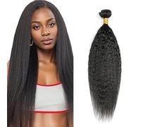 Jucames Extension Capelli Veri Umani Yaki Human Hair Bundles Tessitura 100% Unprocessed Virgin Remy Brasiliano Double Weft Extensions Colore Nero Naturale for Woman 32 Inch