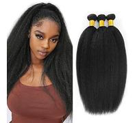 Jucames Extension Capelli Veri Umani Yaki Human Hair Bundles Tessitura 100% Unprocessed Virgin Remy Brasiliano Double Weft Extensions Colore Nero Naturale for Woman 30 32 34 Inch