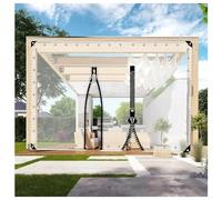 JUCCJUXIN Telone Impermeabile Trasparente con Occhielli, Tende Impermeabili in PVC, Pannelli Laterali Trasparenti con Porta ，Protezione dal Vento e dalla Pioggia for Gazebo(H1xW3.5M/H3.28xW11.48ft)