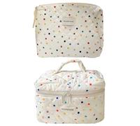 JUCHRZEY 2 Pezzi Astuccio for Cosmetici con Cerniera Trapuntato a Pois Colorati Organizer for Trucco Borsa for Cosmetici di Capacità Custodia for Cosmetici Chiusura con Cerniera for Donne e