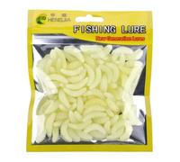 JUCHRZEY 50 Pz 20mm Esche Artificiali for Vermi di Pane Larve Grub Esche da Pesca Morbide Odore Vermi Esche da Pesca for di Mare Dolce (Luminoso)