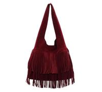 JUCHRZEY Borsa a tracolla da donna con nappa smerigliata Borsa sotto le ascelle con frange in pelle scamosciata finta Borsa tote vintage di capacità Borsa for la spesa femminile (Rosso)