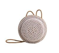 JUCHRZEY Borsa a tracolla da donna con perle Borsa a tracolla alla moda Borsa hobo chic di grande capacità Borsa a tracolla con perle intrecciate a forma rotonda Borsa da viaggio all'aperto