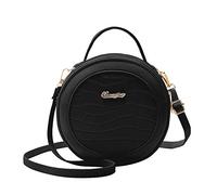 JUCHRZEY Borsa a tracolla da donna in coccodrillo PU alla moda Borsa a tracolla casual da donna piccola borsa rotonda (nero)