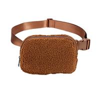 JUCHRZEY Borsa a tracolla in peluche Borsa a tracolla piccola alla moda Borsa a tracolla casual unisex Tinta unita Cerniera multitasche for sport all'aria aperta (Marrone)