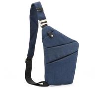 JUCHRZEY Borsa da petto anti-ladro Borsa a tracolla da uomo multifunzionale in nylon portatile da viaggio (spalla sinistra blu scuro) (Spalla sinistra blu scuro)