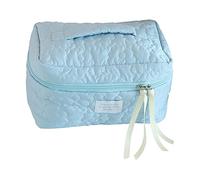 JUCHRZEY Borsa for cosmetici con fiori trapuntati Borsa di capacità Borsa for cosmetici portatile multifunzione casual for le vacanze del fine settimana (Blu)
