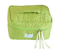 JUCHRZEY Borsa for cosmetici con fiori trapuntati Borsa for trucchi di capacità Multifunzione portatile Morbida e casual for le vacanze del fine settimana (Verde)