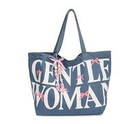 JUCHRZEY Borsa tote da donna Borsa a tracolla con stampa di lettere Denim con tasca interna Borsa a tracolla for viaggi e lavoro (Blu)