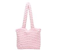 JUCHRZEY Borsa tote gonfia da donna Borsa tote semplice Borsa a tracolla elegante di grande capacità Borsa da viaggio alla moda tinta unita Borsa da viaggio all'aperto (Rosa)