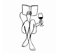 JUCHRZEY Donna che legge un libro e beve vino Silhouette femminile moderna Decorazione da parete Arte minimalista astratta Lettura femminile Decorazione da parete in metallo for soggiorno Ca