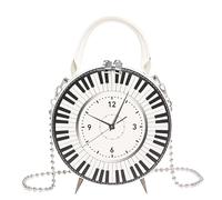 JUCHRZEY Donna PU Orologio retrò Quadrante Borsa Tracolla a catena Nero Bianco Orologio for pianoforte Borsa a tracolla Borsa a tracolla moda di grande capacità Borsa con manico superiore (B