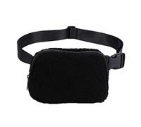 JUCHRZEY Marsupio in peluche Marsupio Moda Borse a tracolla piccole Borse a tracolla unisex Tinta unita Cerniera portatile Multi-tasche for sport all'aria aperta (Nero)