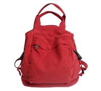 JUCHRZEY Zaino in Tela Vintage per Studenti - Zaino Estetico Hippie Y2K per Donne e Ragazze - Tinta Unita (Vino Rosso)