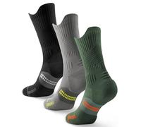 Juclise Bambù Coolmax Compressione Running Calzini Sportivi Trekking Allenamento (IT, Numero, 38, 42, Regular, Regular, Grigio Mezzanotte+Verde Militare+Nero)