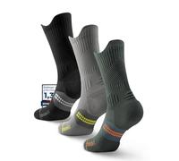 Juclise Bambù Coolmax Compressione Running Calzini Sportivi Trekking Allenamento (IT, Numero, 47, 51, Regular, Regular, Grigio Mezzanotte+Verde Militare+Nero)