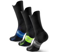 Juclise Bambù Coolmax Compressione Sportivi Calzini Uomo, Anti-vesciche per Allenamento e Trekking (IT, Numero, 42, 47, Regular, Regular, Nero Blu+Nero Giallo+Nero)