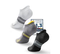 Juclise Calzini a compressione Coolmax Bamboo, calzini da corsa corti, calzini sportivi traspiranti e traspiranti (IT, Numero, 42, 47, Regular, Regular, Nero + Bianco + Grigio Mezzanotte)