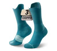 Juclise Calzini da corsa a compressione Bamboo Coolmax, sportivi, da escursionismo, traspiranti, anti-vesciche (IT, Numero, 42, 47, Regular, Regular, Lago Verde)