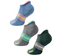 Juclise Calzini da corsa invisibili a compressione Coolmax Bamboo da donna, traspiranti, ammortizzati, anti-vesciche, (IT, Numero, 35, 38, Regular, Regular, Acqua Grigio Medio+Blu Reale+Verde Retrò)