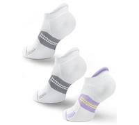 Juclise Calzini da corsa invisibili a compressione in viscosa di bambù Coolmax da donna (IT, Numero, 42, 47, Regular, Regular, Bianco Ghiacciaio*2+Lilla Brillante*1)