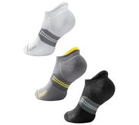 Juclise Calzini da corsa invisibili a compressione in viscosa di bambù, Coolmax, traspiranti, anti-vesciche, alla caviglia (IT, Numero, 42, 47, Regular, Regular, Nero + Bianco + Grigio Mezzanotte)