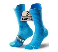 Juclise Coolmax - Calzini da corsa a compressione in viscosa di bambù traspiranti ammortizzati anti-vesciche supporto per arco plantare sport (IT, Numero, 35, 38, Regular, Regular, Lago Blu)