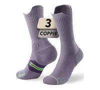 Juclise Coolmax - Calzini da corsa a compressione in viscosa di bambù traspiranti ammortizzati anti-vesciche supporto per arco plantare sport (IT, Numero, 42, 47, Regular, Regular, Roccia Lunare)