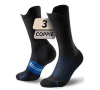 Juclise Coolmax - Calzini da corsa a compressione in viscosa di bambù traspiranti ammortizzati anti-vesciche supporto per arco plantare sport (IT, Numero, 47, 51, Regular, Regular, Nero Blu)