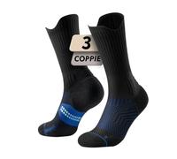 Juclise Coolmax - Calzini da corsa a compressione in viscosa di bambù traspiranti ammortizzati anti-vesciche supporto per arco plantare sport (IT, Numero, 38, 42, Regular, Regular, Nero Blu)