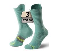 Juclise Coolmax - Calzini da corsa a compressione in viscosa di bambù traspiranti ammortizzati anti-vesciche supporto per arco plantare sport (IT, Numero, 42, 47, Regular, Regular, Muro Verde)