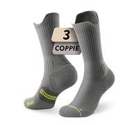 Juclise Coolmax - Calzini da corsa a compressione in viscosa di bambù traspiranti ammortizzati anti-vesciche supporto per arco plantare sport (IT, Numero, 38, 42, Regular, Regular, Grigio Mezzanotte)