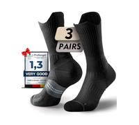 Juclise Coolmax - Calzini da corsa a compressione in viscosa di bambù traspiranti ammortizzati anti-vesciche supporto per arco plantare sport (IT, Numero, 35, 38, Regular, Regular, Nero)