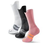 Juclise JCalzini da corsa a compressione in viscosa di bambù, calzini da escursionismo, ciclismo, palestra, traspiranti e anti-vesciche. (IT, Numero, 38, 42, Regular, Regular, Nero+Bianco+Rosa)