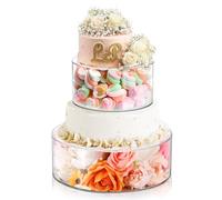 Jucoan Set di 2 alzate per torte riempibili in acrilico trasparente, espositore per torte, supporto per cupcake, 30,5 cm e 20,3 cm, cilindri rotondi per matrimoni, compleanni, baby shower, feste,