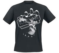Judas Priest British Steel Hand White Uomo T-Shirt Nero 100% Cotone Regular