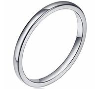 JUDE 2MM carburo di tungsteno anello impilabile normale fede nuziale, Argento, Nessuna pietra preziosa